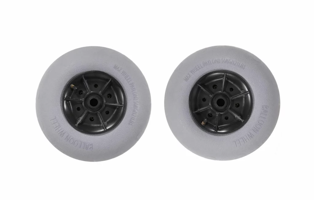 Pair-11.8″ Balloon Beach Tires- next to each other laid flat.