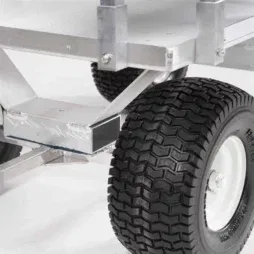 Up close view of the large tread turf tires on the Kahuna Wagon Heavy Duty Jupiter Pull Wagon